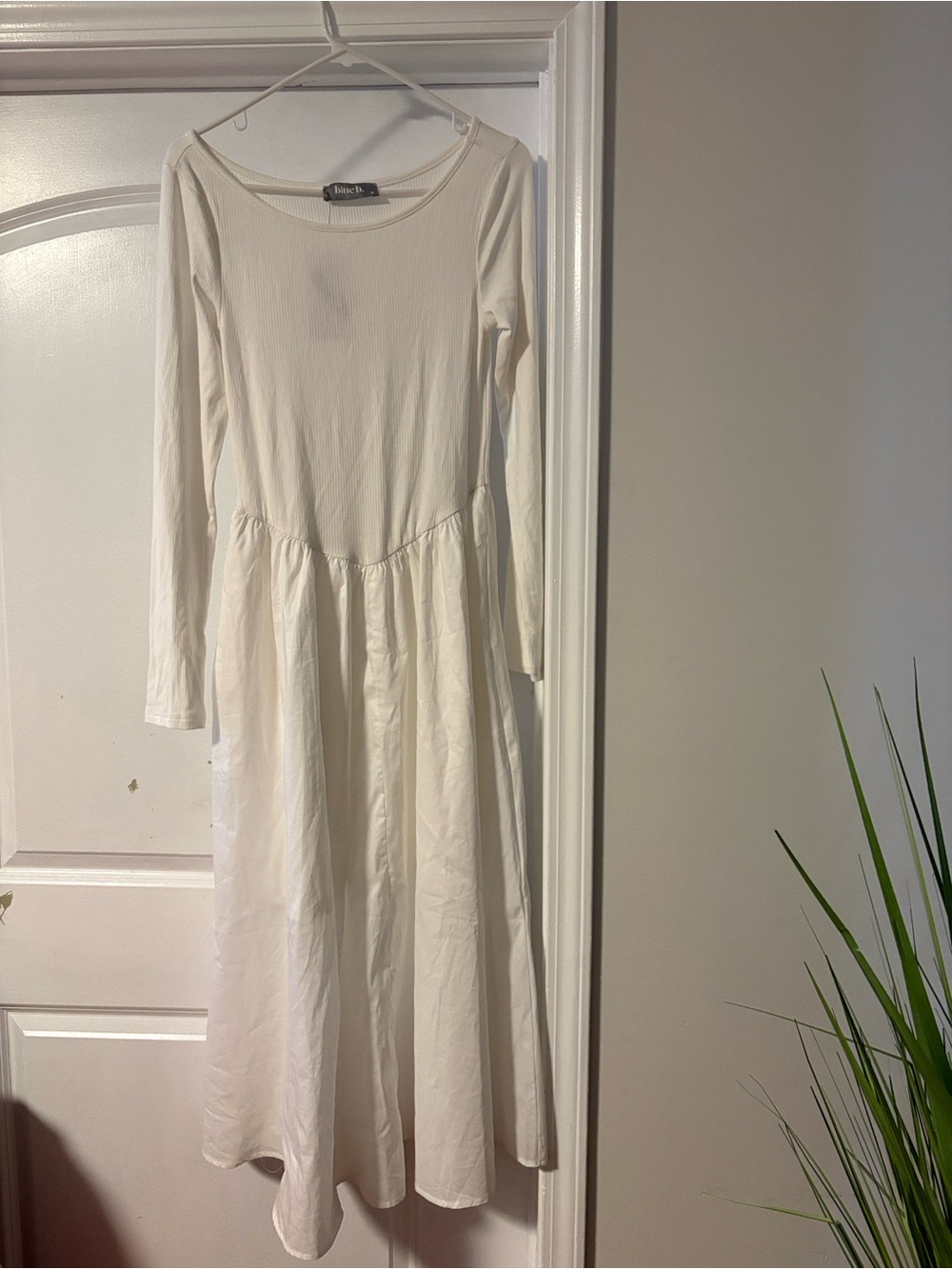 Blue Busa white dress